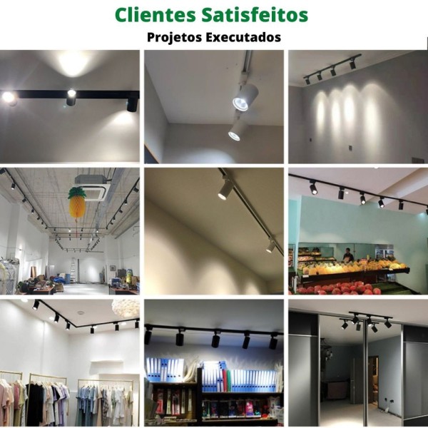 Encontraproduto.com.br - Trilho Eletrificado 2 Metros Com 6 Spots Led Branco 7W 3000K