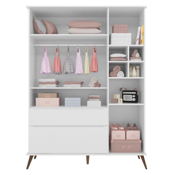 Encontraproduto.com.br - Guarda Roupa Infantil Melinda 3 Portas E 2 Gavetas Branco - Phoenix Baby