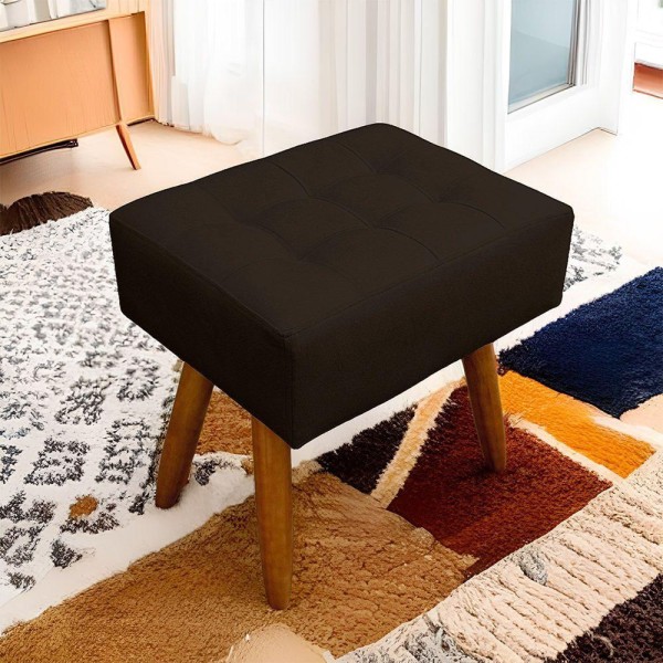 Encontraproduto.com.br - Kit 2 Puff Retangular New Para Sala E Quarto Suede Marrom- Jylcrom