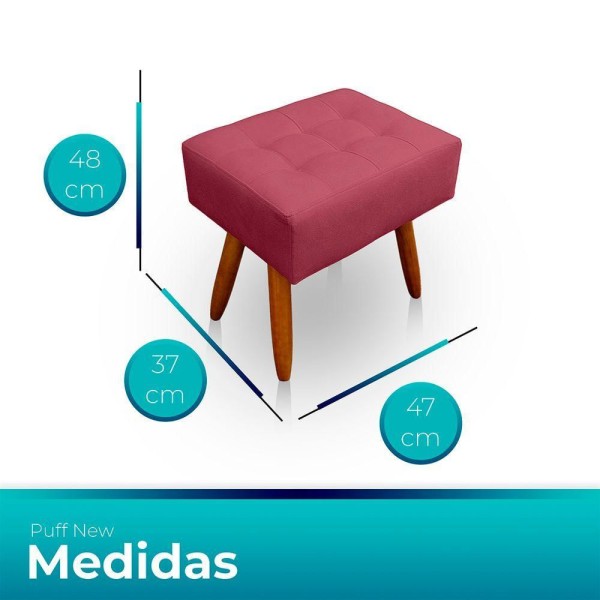 Encontraproduto.com.br - Kit 2 Puff Retangular New Para Sala E Quarto Suede - Jylcrom Cor Rose