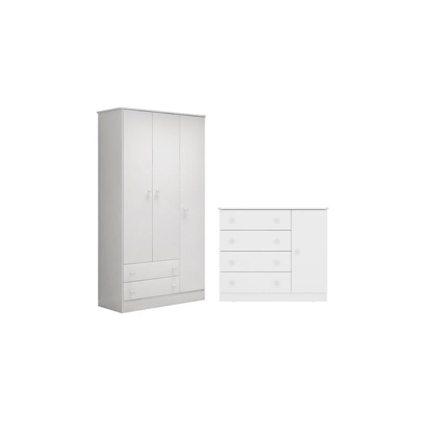 Quarto Infantil Roupeiro Cômoda Sapateira Branco