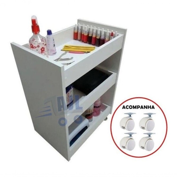 Encontraproduto.com.br - Kit Auxiliar Suporte De Esmalte E Mesinha De Manicure