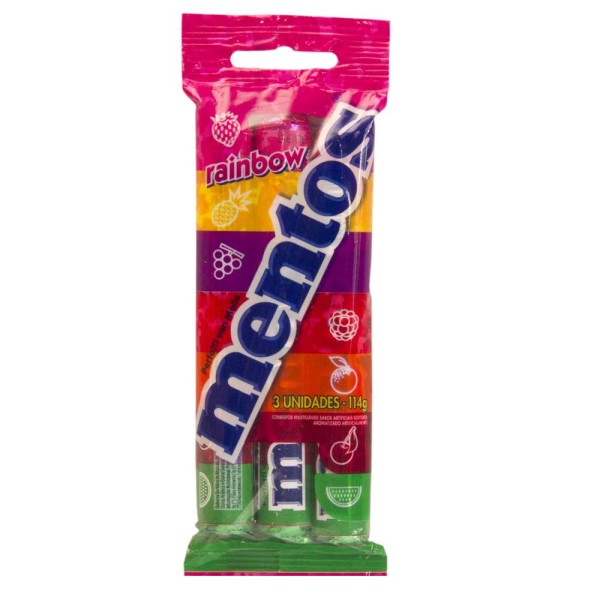 Bala Mentos Stick Rainbow c/3 - Perfetti