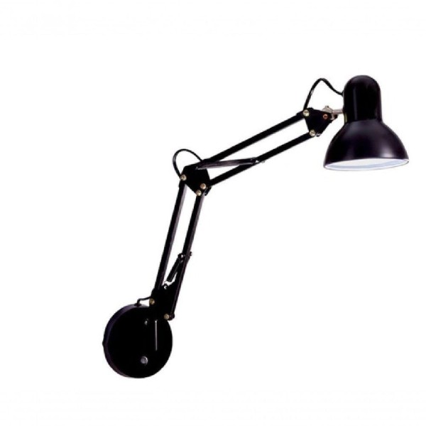 Encontraproduto.com.br - Kit 2 Luminárias De Parede Articulável Preta C Tecla On/off