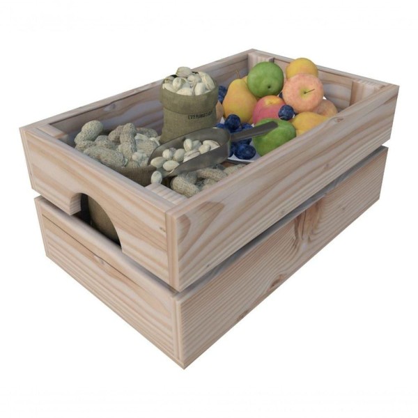 Encontraproduto.com.br - Caixote Feira Organizador Porta Objetos Nichos Prateleira De Parede Pinus