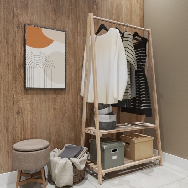Encontraproduto.com.br - Cabideiro Roupas - Arara De Roupas De Madeira