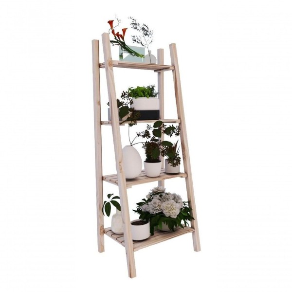 Encontraproduto.com.br - Estante 4 Tábuas Vazadas De Madeira Decoração Com Sapateira