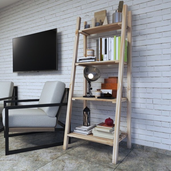 Encontraproduto.com.br - Estante 4 Tábuas Vazadas De Madeira Decoração Com Sapateira