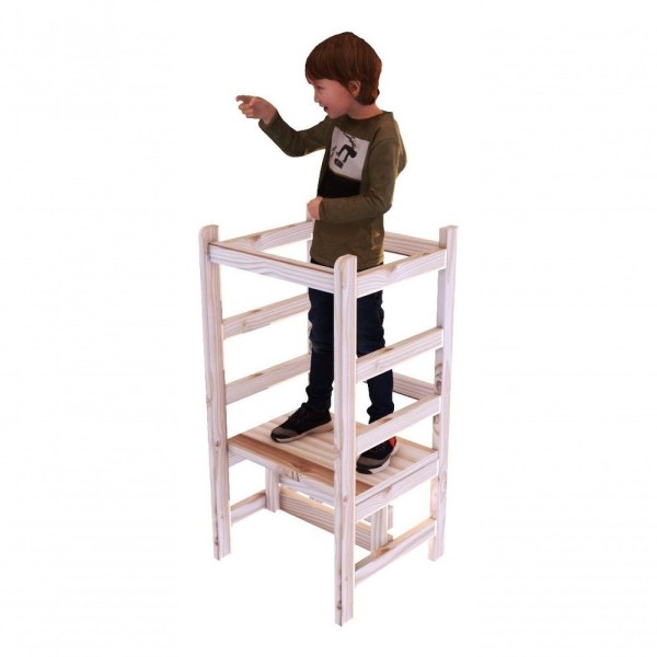 Encontraproduto.com.br - Torre De Aprendizagem Montessoriana C/ Regulagem P/ Criança