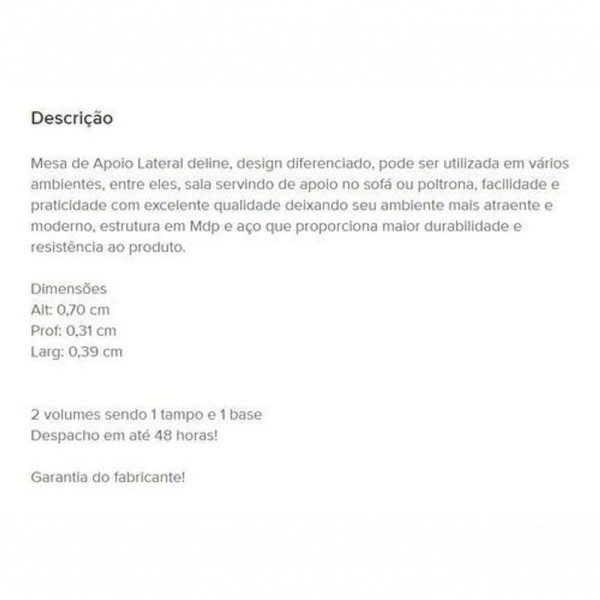 Encontraproduto.com.br - Mesa De Apoio Lateral Suporte Braço Sofá Off White