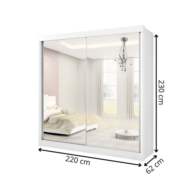 Encontraproduto.com.br - Guarda Roupa Porta Com Espelho 2 Portas 6 Gavetas Las Vegas Ddoro Branco