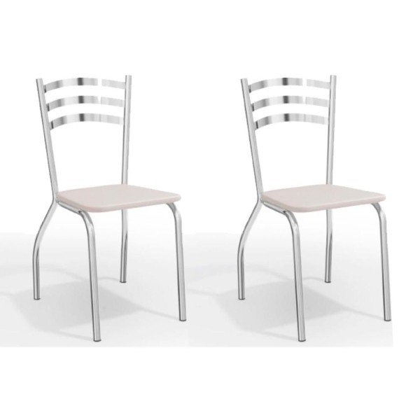 Encontraproduto.com.br - Cadeira Sala de Jantar Portugal 2C007 Kit 2 Un Cromado/Courano Branco - Kappesberg
