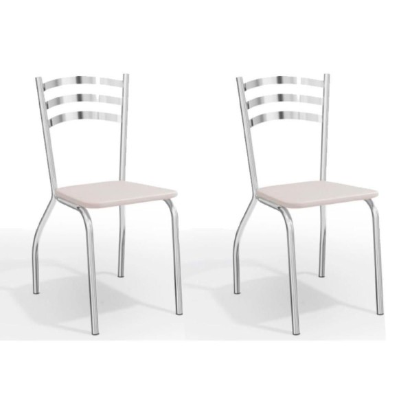 Encontraproduto.com.br - Cadeira Sala de Jantar Portugal 2C007 Kit 2 Un Cromado/Courano Branco - Kappesberg