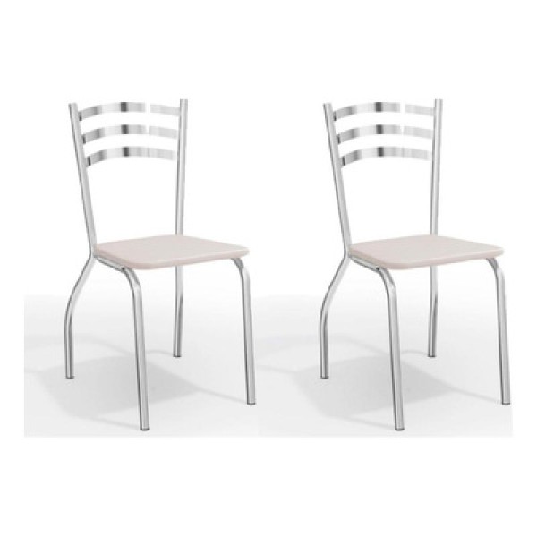 Encontraproduto.com.br - Cadeira Sala de Jantar Portugal 2C007 Kit 2 Un Cromado/Courano Branco - Kappesberg