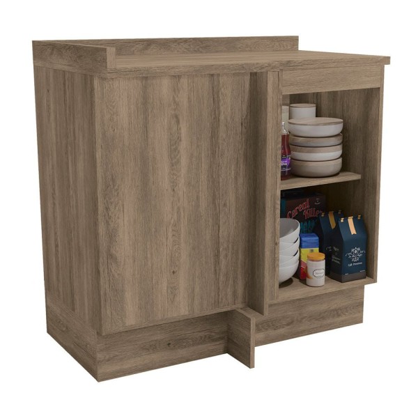 Encontraproduto.com.br - Balcão de Cozinha Canto com Tampo 1 Porta Maxxi Kappesberg Nogal