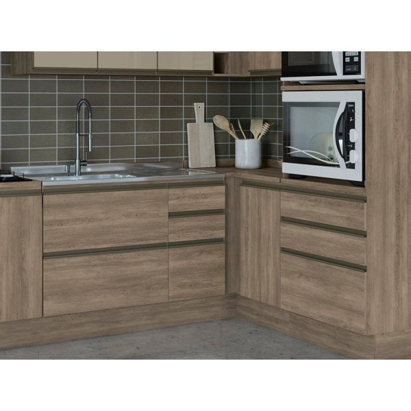 Encontraproduto.com.br - Balcão de Cozinha Canto com Tampo 1 Porta Maxxi Kappesberg Nogal
