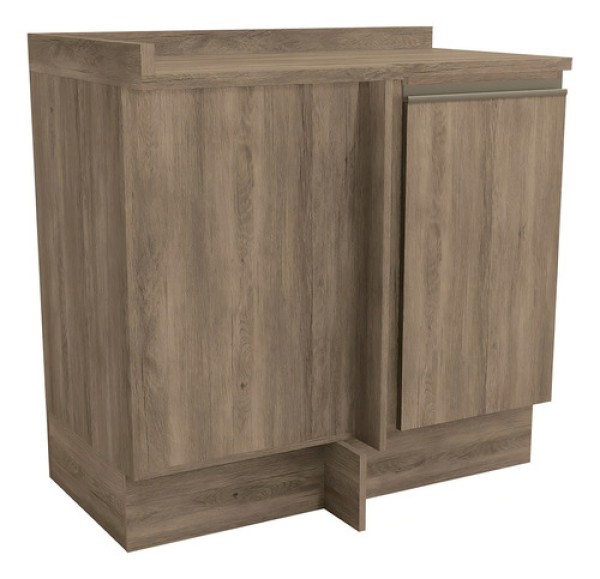 Encontraproduto.com.br - Balcão de Cozinha Canto com Tampo 1 Porta Maxxi Kappesberg Nogal