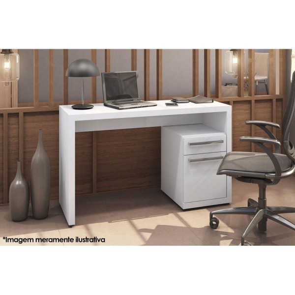 Encontraproduto.com.br - Escrivaninha p/ Escritório S970 c/ 1 Porta e 1 Gaveta Polipropileno Branco - Kappesberg
