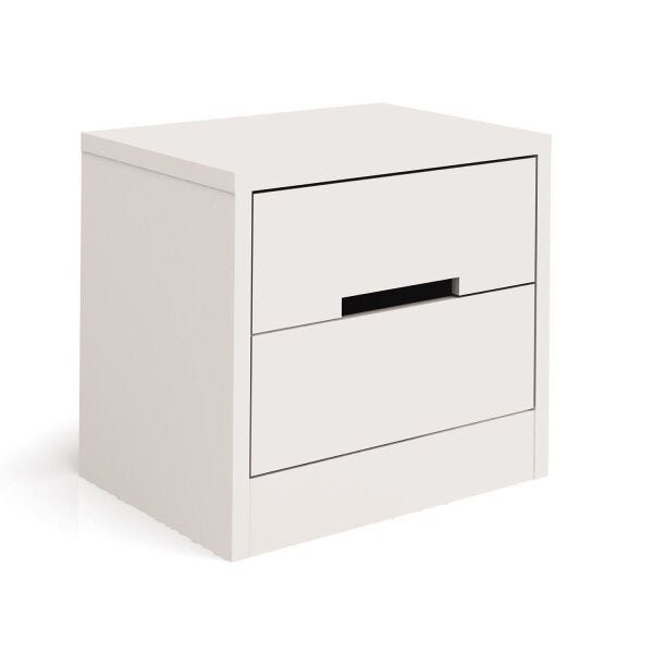 Mesa de Cabeceira 2 Gavetas S822 Dormitorio Padrão Branco