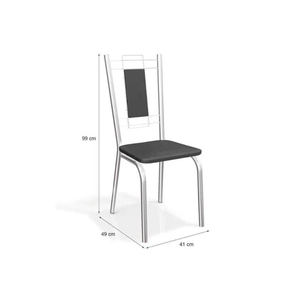 Encontraproduto.com.br - Cadeira Sala de Jantar Florença 2C005 Kit 2 Un Cromado/Courano Branco - Kappesberg