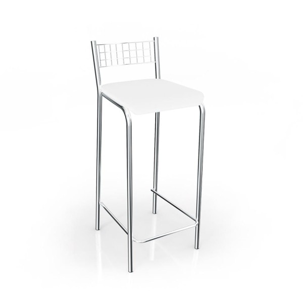 Encontraproduto.com.br - Conjunto com 2 Banquetas Gênova Corino Branco e Cromado