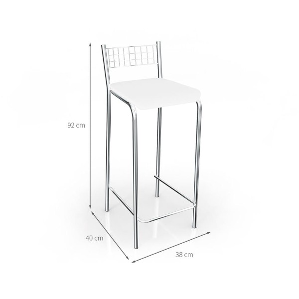 Encontraproduto.com.br - Conjunto com 2 Banquetas Gênova Corino Branco e Cromado