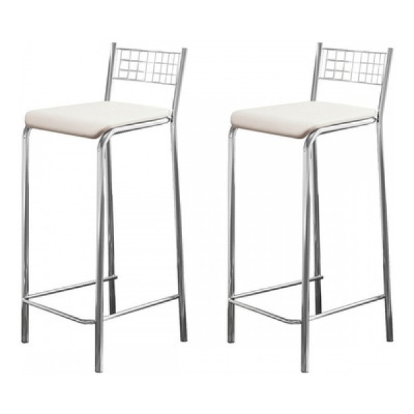 Encontraproduto.com.br - Conjunto com 2 Banquetas Gênova Corino Branco e Cromado