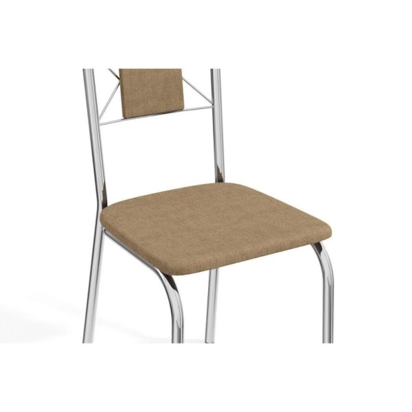 Encontraproduto.com.br - Sala De Jantar Completa Volga Com Tampo De Vidro 90cm E 4 Cadeiras Lisboa Cromada - Branco - Kappesberg