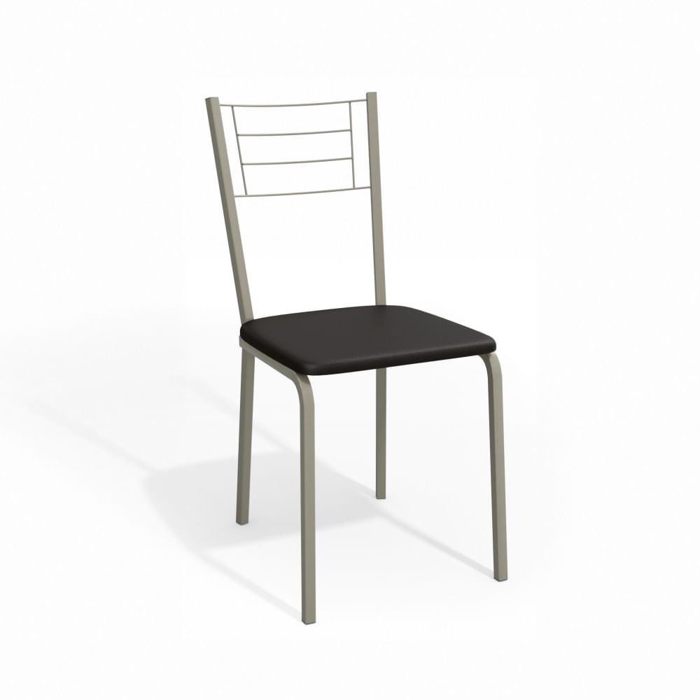 Cadeira Dubai Kappesberg Sala de Jantar Cozinha Escritório Metal Nickel Forro Preto 2 Un