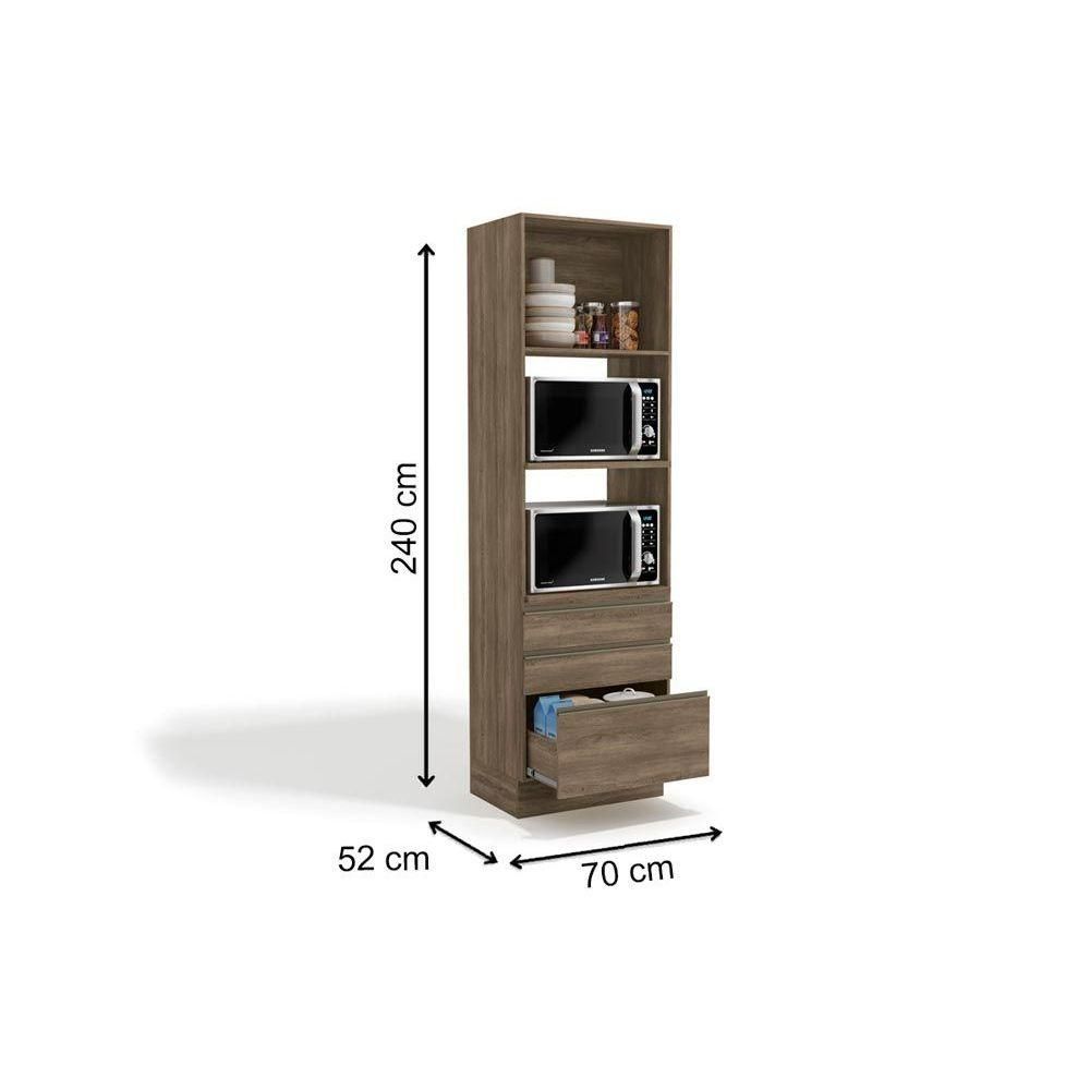 Encontraproduto.com.br - Módulo Cozinha Kappesberg Maxxi Paneleiro G750 Torre Quente Com 1 Porta 3 Gavetas E 2 Nichos Para Forno 70cm Canela-kappesberg