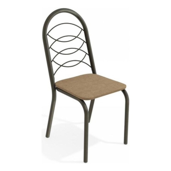 Cadeira Holanda Kappesberg Sala de Jantar Cozinha Escritório Metal Bronze Forro Capuccino 2 Un