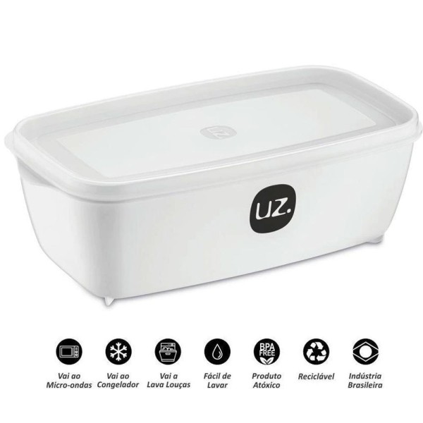 Encontraproduto.com.br - POTE MULTIUSO RET 1,5L BRANCO SOLIDO DE PLASTICO UZ225-BR UZ PLASTIC