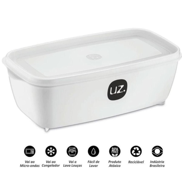 Encontraproduto.com.br - POTE MULTIUSO RET 1,5L BRANCO SOLIDO DE PLASTICO UZ225-BR UZ PLASTIC