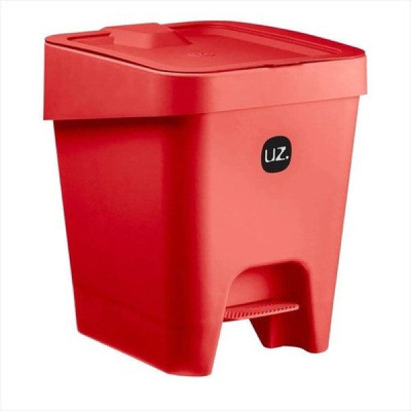 Encontraproduto.com.br - Lixeira Slim Uz com Pedal Vermelho – 8 Litros