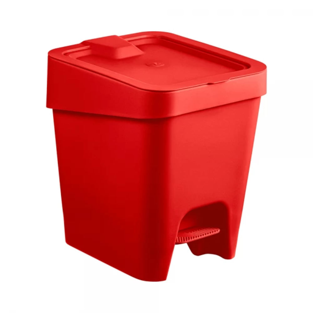Encontraproduto.com.br - Lixeira Slim Uz com Pedal Vermelho – 8 Litros