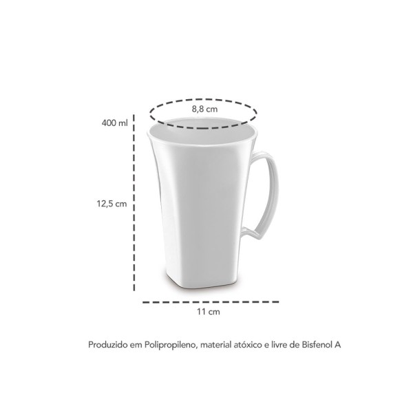 Encontraproduto.com.br - Caneca Preta Cappuccino Plastico PP 400ml 1un