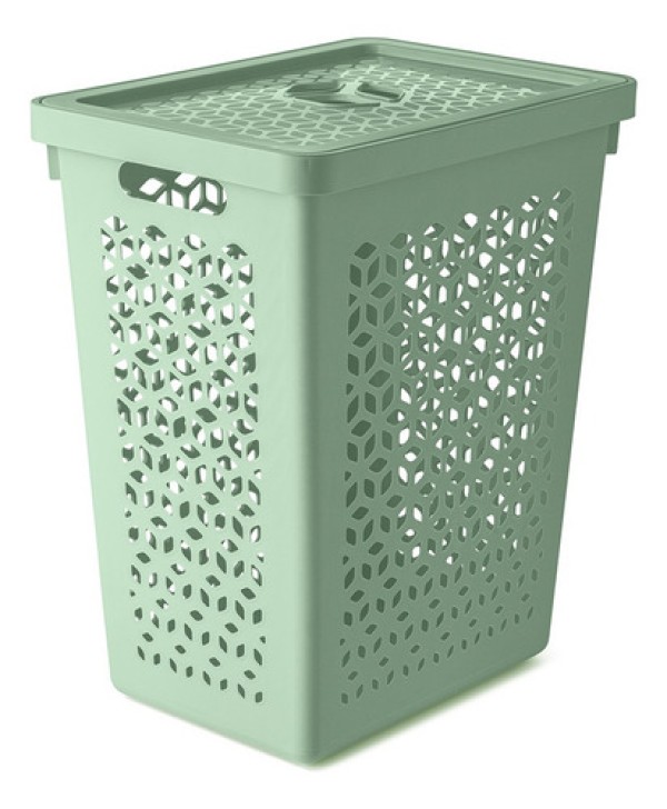 Encontraproduto.com.br - Cesto Organizador Multiuso UZ com Tampa Plástico Branco 55L