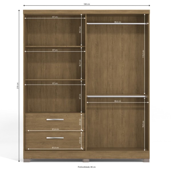 Encontraproduto.com.br - Guarda Roupa Solteiro C533 3 Portas 2 Gavetas com Pés Kappesberg - Freijo
