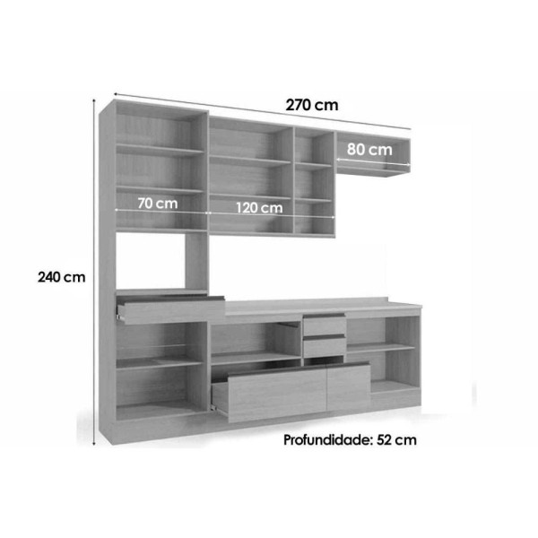 Encontraproduto.com.br - Cozinha Completa Maxxi 7 Peças (2 Armários + 2 Balcões + 2 Complementos + 1 Paneleiro) C7p44 Canela - Kappesberg