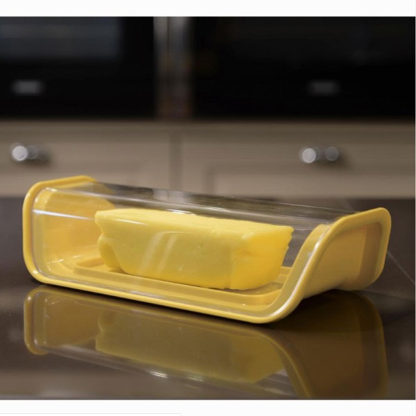 Encontraproduto.com.br - Manteigueira e Tampa Porta Mantimentos Manteiga Amarelo 1un