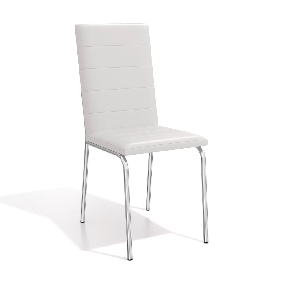 Cadeira Amsterdã Kappesberg Sala de Jantar Cozinha Escritório Metal Cromado Forro Branco 2 Un