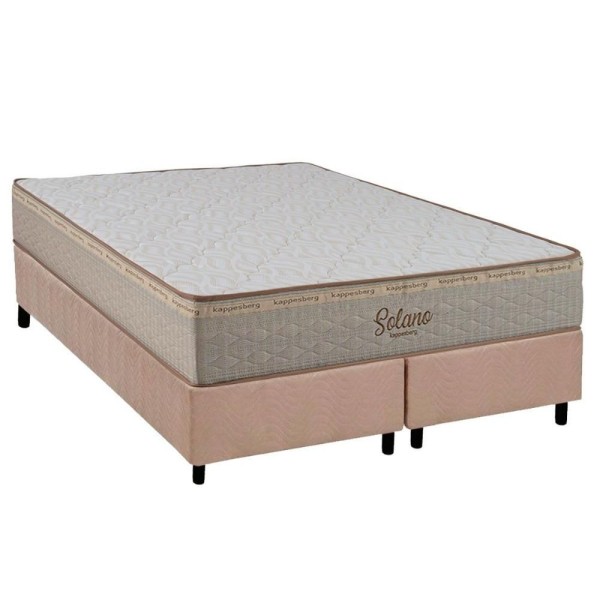 Encontraproduto.com.br - Conjunto Box Queen Colchão Espuma Kappesberg D28 Anatômico Solano + Base Crc Suede Clean (158x198)