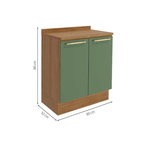 Encontraproduto.com.br - Módulo Cozinha Kappesberg Botanic Balcão Botanic M623 P-cooktop 2 Portas C-tampo 80cm Nogueira-fendi-preto - Kappesberg