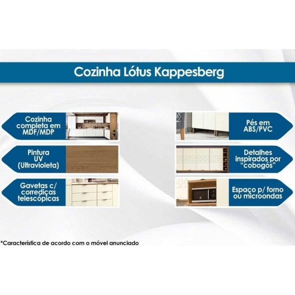 Encontraproduto.com.br - Módulo Cozinha Kappesberg Lótus Balcão J724 P-cooktop 2 Portas C-tampo 80cm Freijo-off White-preto-kappesberg