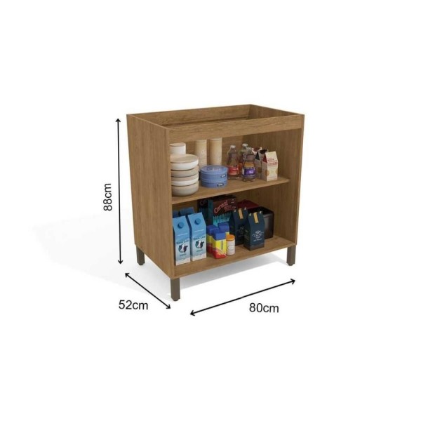 Encontraproduto.com.br - Módulo Cozinha Kappesberg Lótus Balcão J724 P-cooktop 2 Portas C-tampo 80cm Freijo-off White-preto-kappesberg
