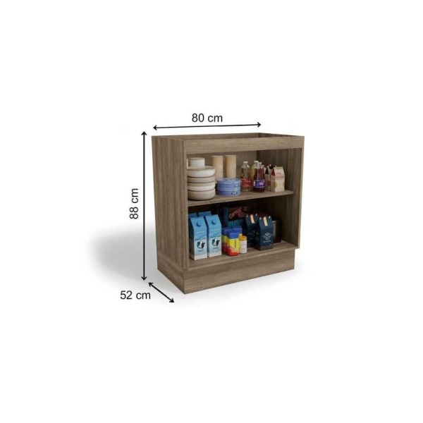 Encontraproduto.com.br - Balcão Cozinha P-cooktop Maxxi G744 Top 2 Portas C-tampo 80cm Nogal-branco - Kappesberg