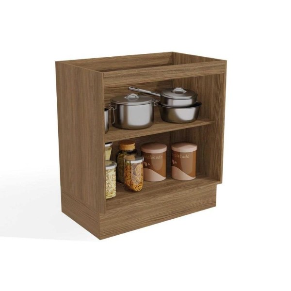 Encontraproduto.com.br - Gabinete De Cozinha Modulado Balcão Botanic M623 P-cooktop 2 Portas C-tampo 80cm Nogueira-fendi-cinzel - Kappesberg