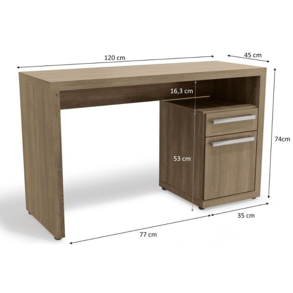 Encontraproduto.com.br - Escrivaninha p/ Escritório S970 c/ 1 Porta e 1 Gaveta Polipropileno Branco - Kappesberg