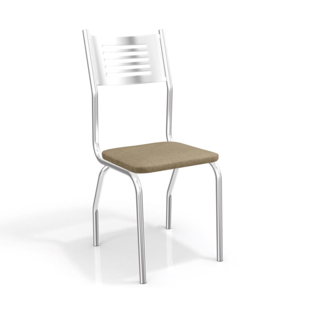 Cadeira Munique Kappesberg Sala de Jantar Cozinha Escritório Metal Cromado Forro Capuccino 2 Un