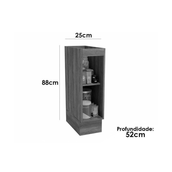 Encontraproduto.com.br - Balcão De Cozinha Modulado Maxxi G737 Porta Tempero 1 Porta C-tampo 25cm Nogal-orion - Kappesberg